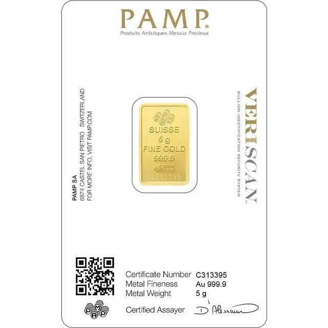 5 gram Gold Bar - PAMP Suisse Lady Fortuna