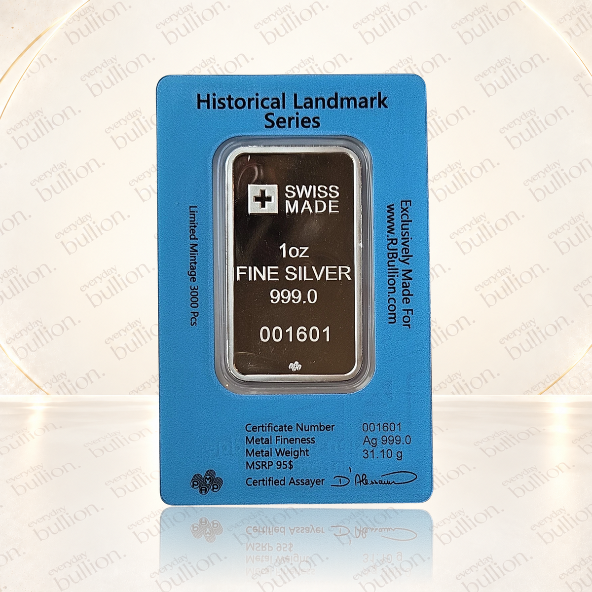 Golden Gate Bridge Historical Landmark 1oz .999 Silver Bar in Assay - Switzerland - PAMP Suisse