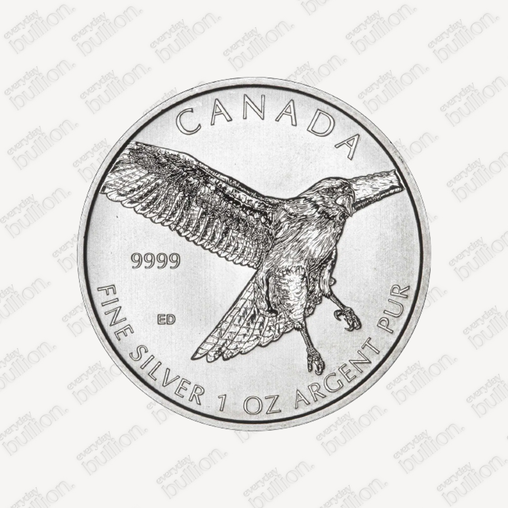 2015 1 oz 999% Silver Canadian Red-Tailed Hawk Coin