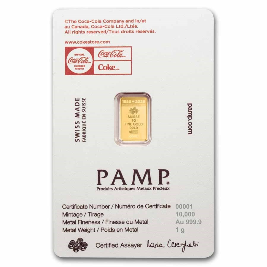 PAMP - 1g Gold Coca Cola Valentines