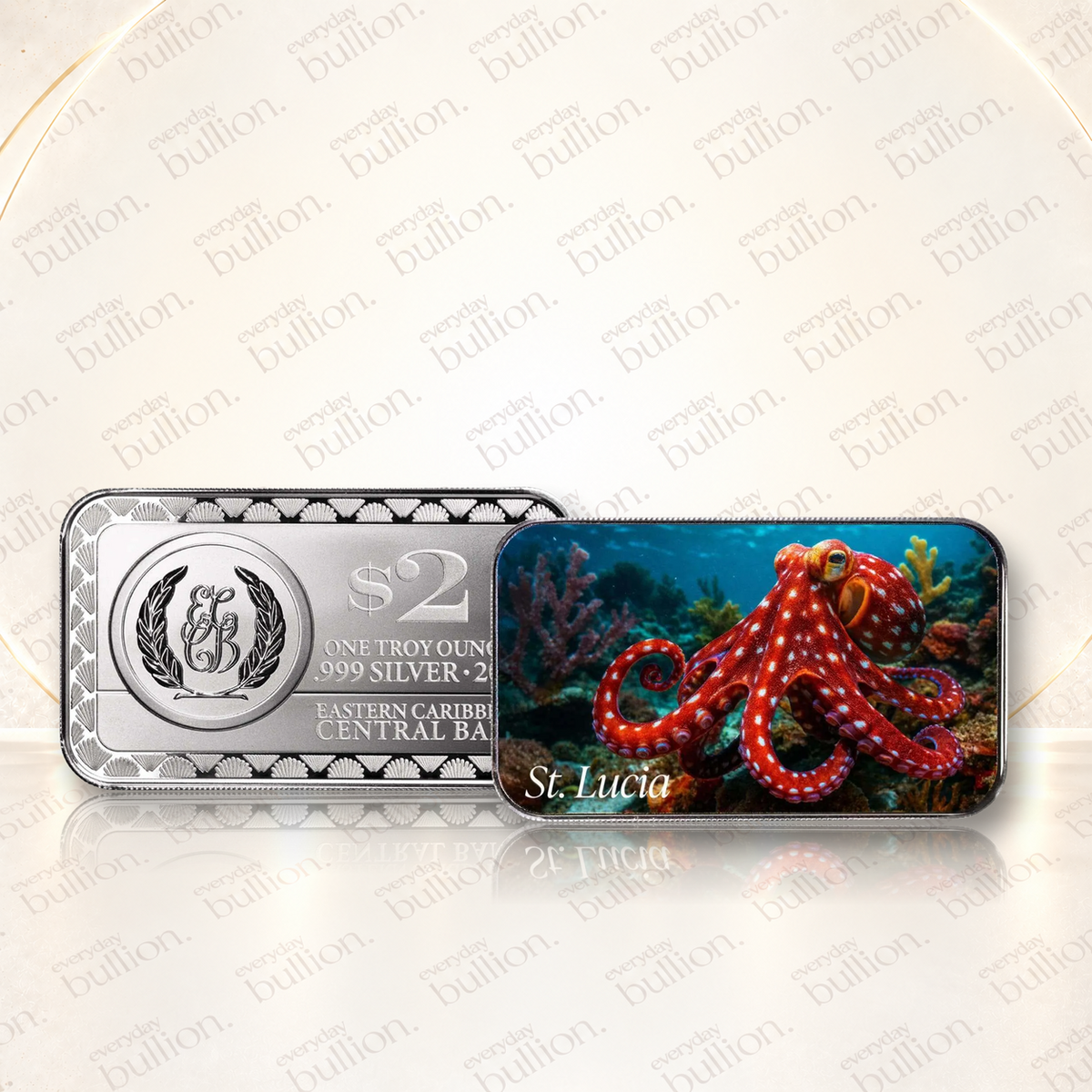 2025 St. Lucia EC8 Caribbean Reef Octopus 1oz Silver Colourised Coin Bar – Scottsdale Mint