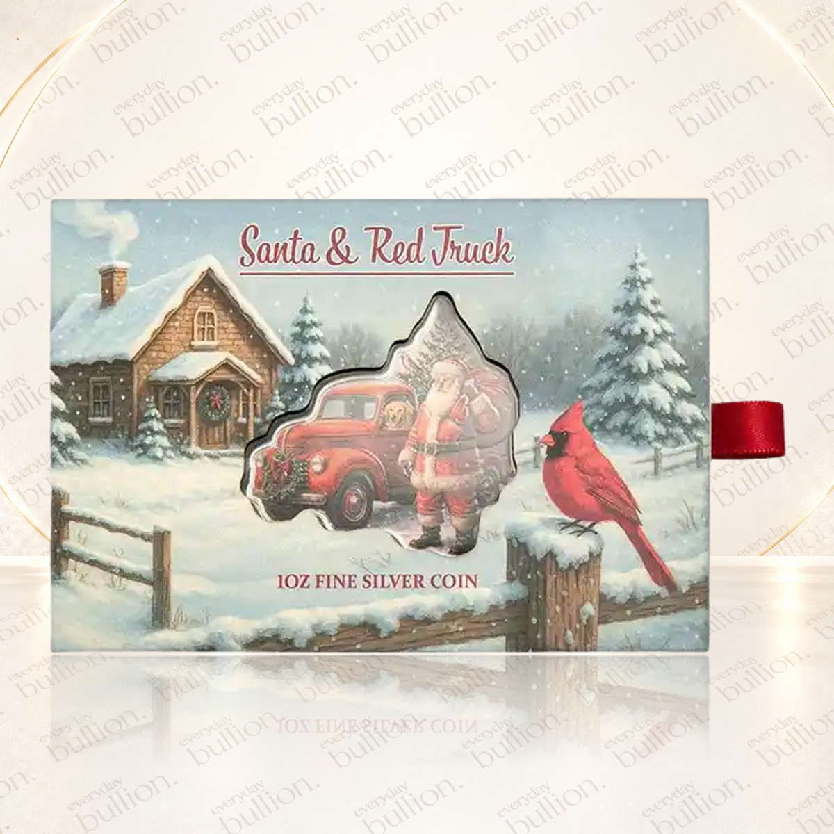 2026 Santa & Red Truck $2 1oz .9999 Silver Colourised Reverse-Proof Shaped Coin in Ornament Capsule & Case – Solomon Islands – PAMP Suisse