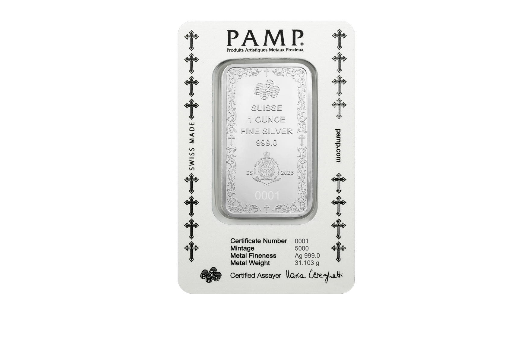 PAMP - Cross of Christianity - 1oz Silver Bar
