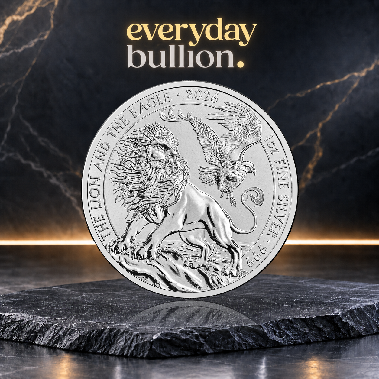 The Lion and the Eagle 2026 £2 1oz .999 Silver Bullion Coin – UK – The Royal Mint