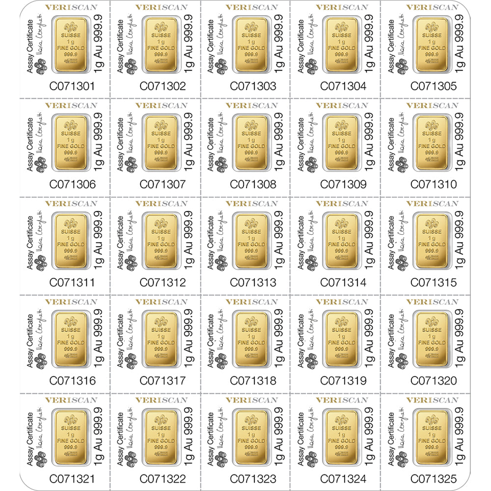 PAMP 25g Multigram 1 Gr x 25 Gold Bar (Minted)