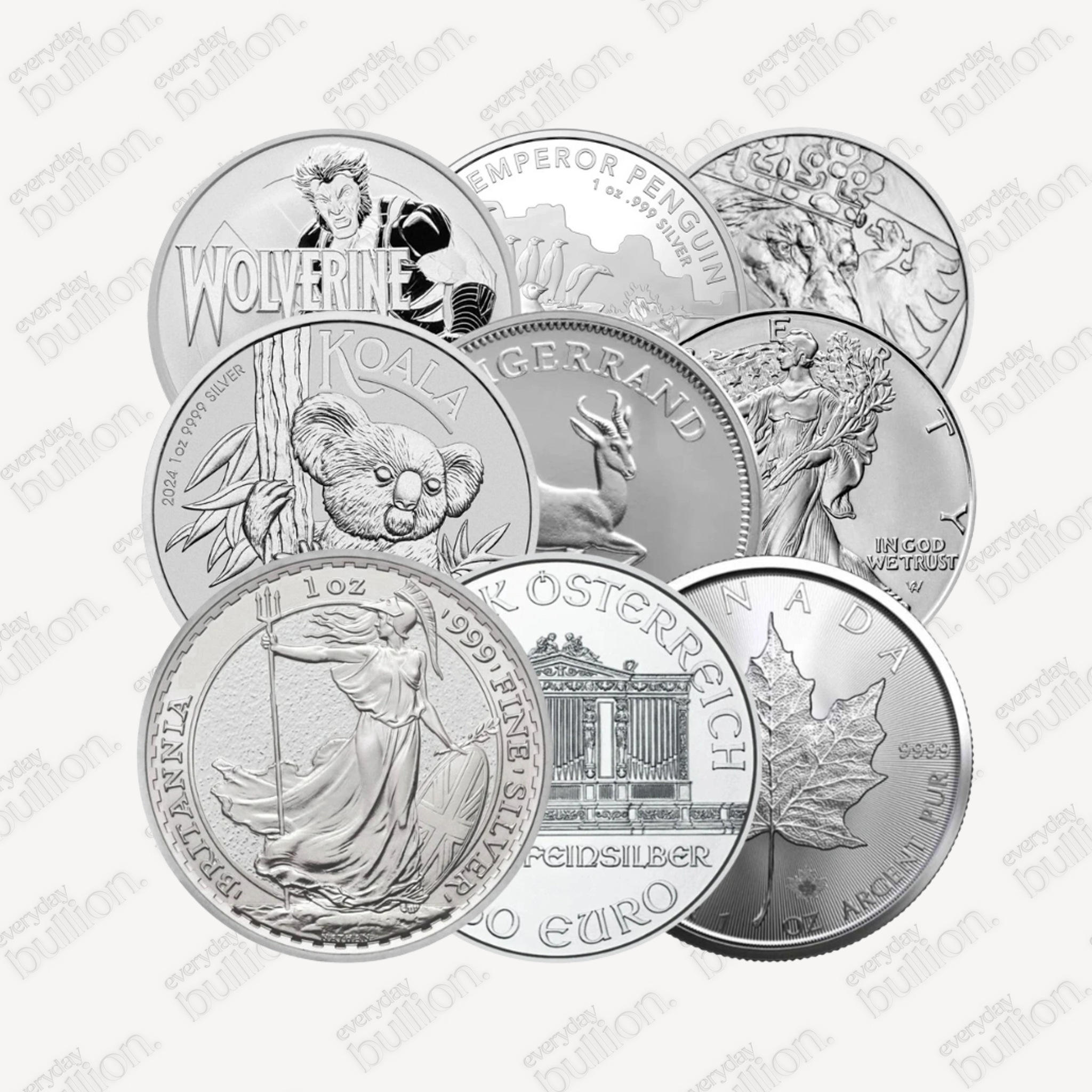 1oz 999 Fine Silver Coins - Mixed Variety