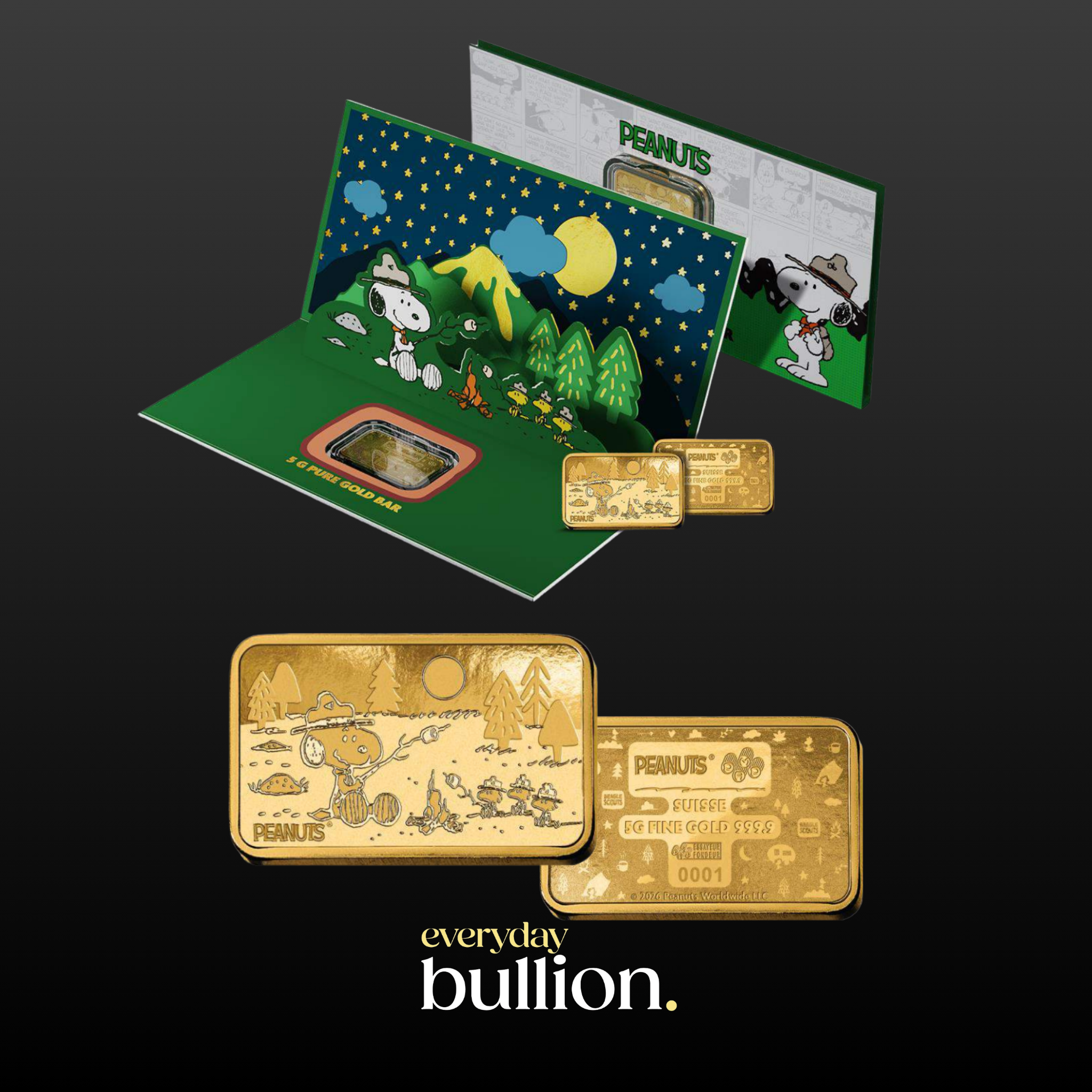 Peanuts® Campfire – 5g Gold Bar (PAMP Suisse)