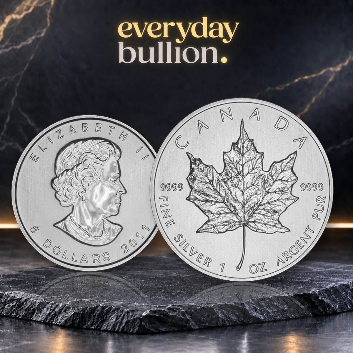 Canadian Maple Leaf 2011 $5 1oz .9999 Silver Bullion Coin – Canada – Royal Canadian Mint