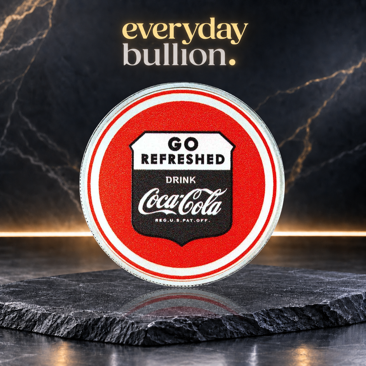 Coca-Cola® Route 66 1oz .999 Fine Silver Colourised Round in TEP