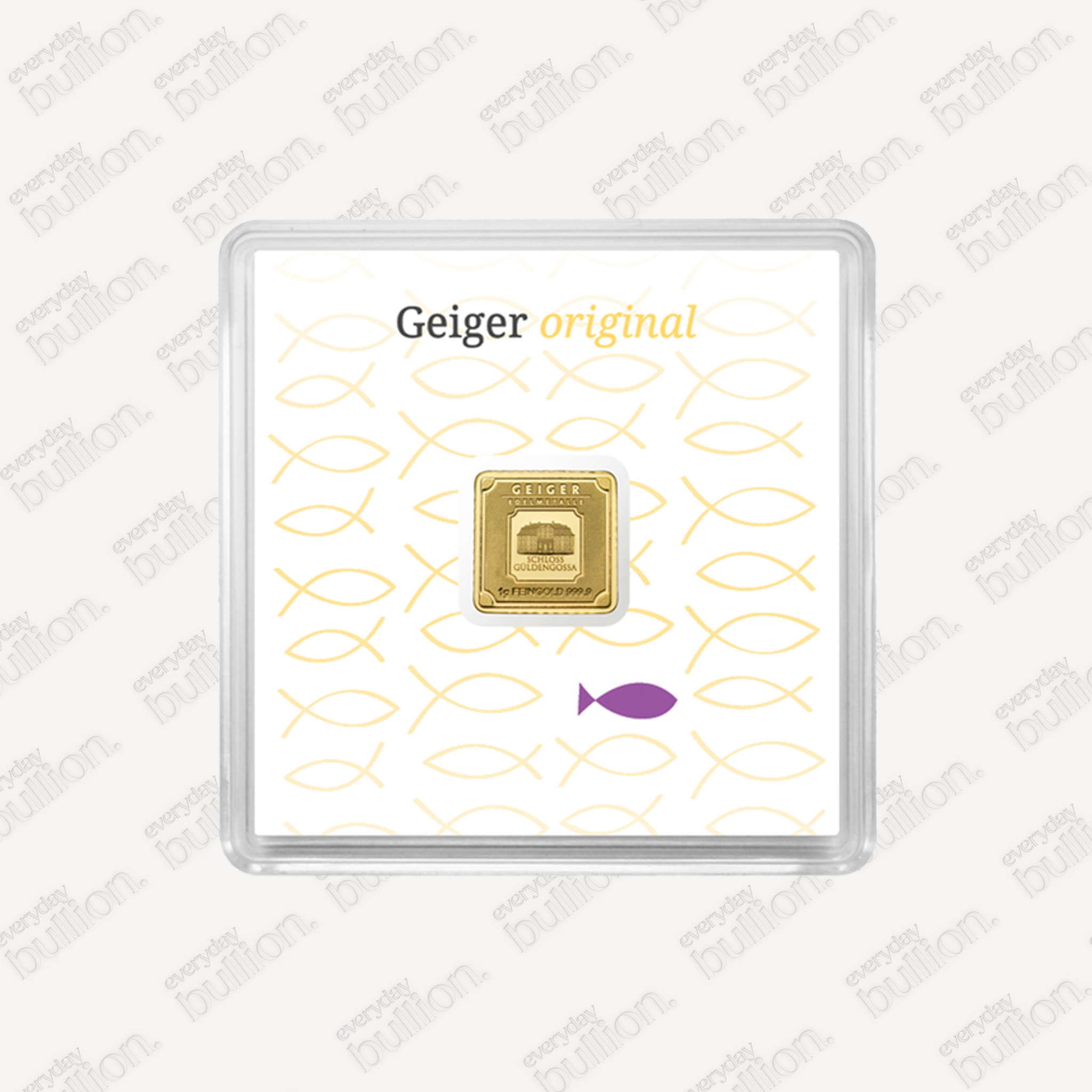 Gold Bar Geiger original - 1 g .9999 square in capsule, christian edition