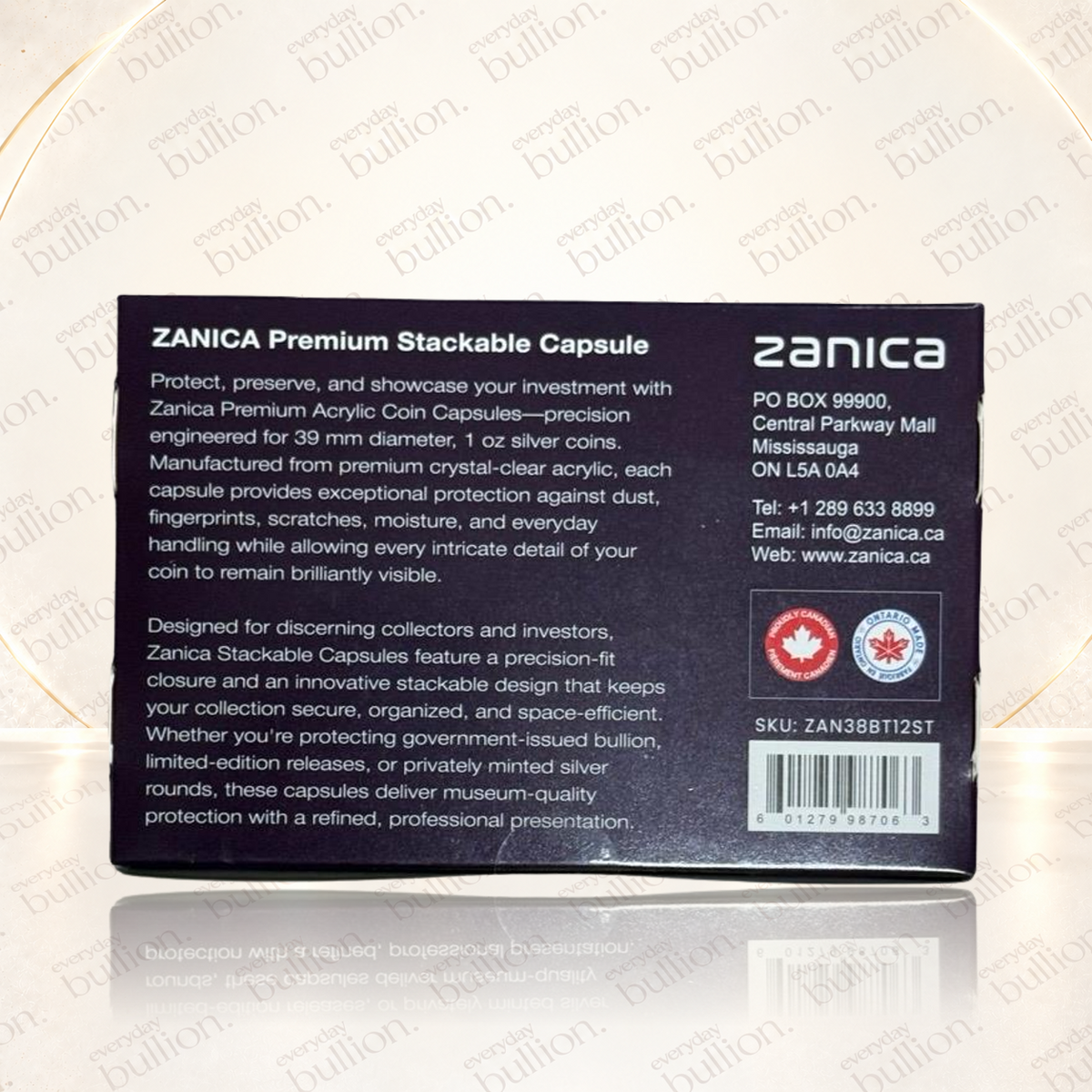 39mm Britannia Stackable Acrylic Coin Capsules – 12-Piece Flat Pack – Canada – Zanica