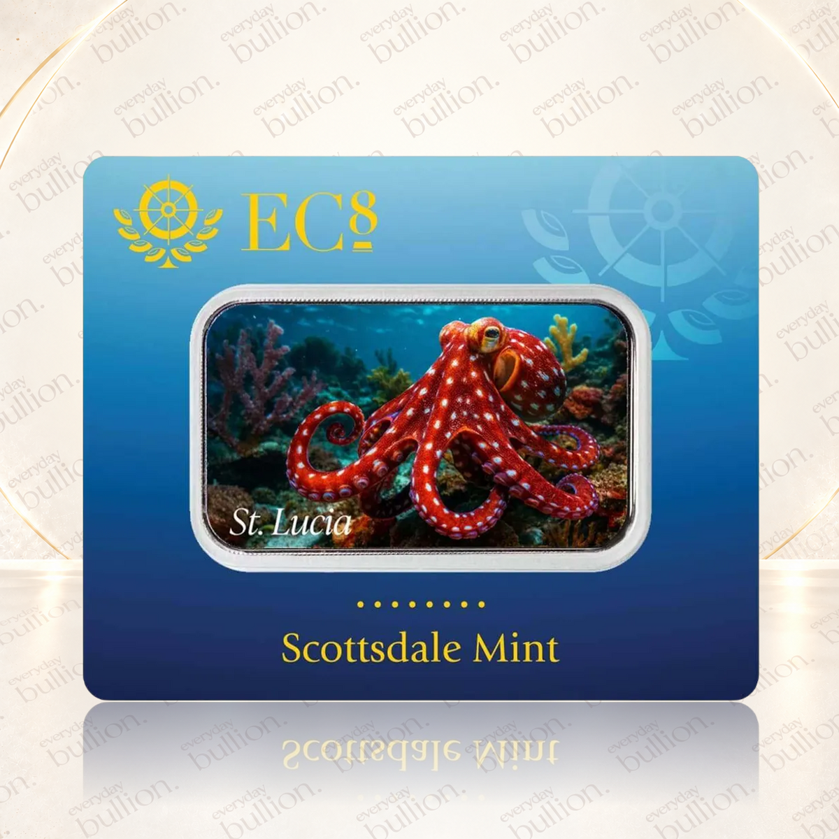 2025 St. Lucia EC8 Caribbean Reef Octopus 1oz Silver Colourised Coin Bar – Scottsdale Mint