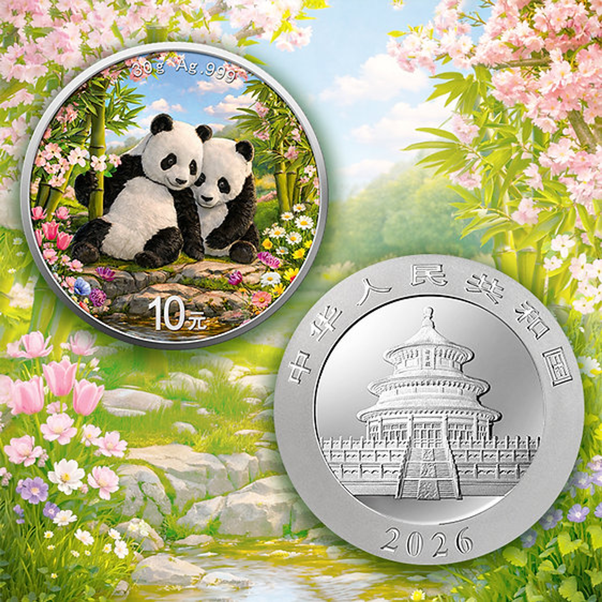 4 Seasons: Spring 30g .999 Silver Coin China Panda 2026 by Germania Mint