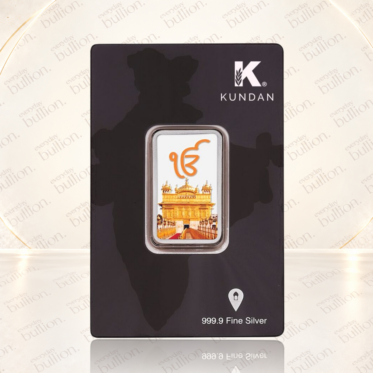 20g Golden Temple .9999 Fine Silver Colourised Bar in Assay Card – India – Kundan Refinery