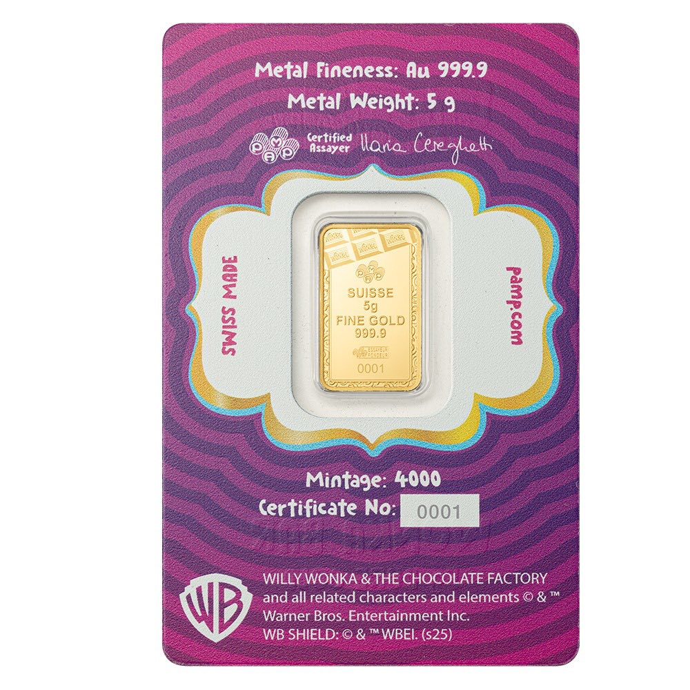 PAMP - 5 AU Gold bar Willy Wonka chocolate