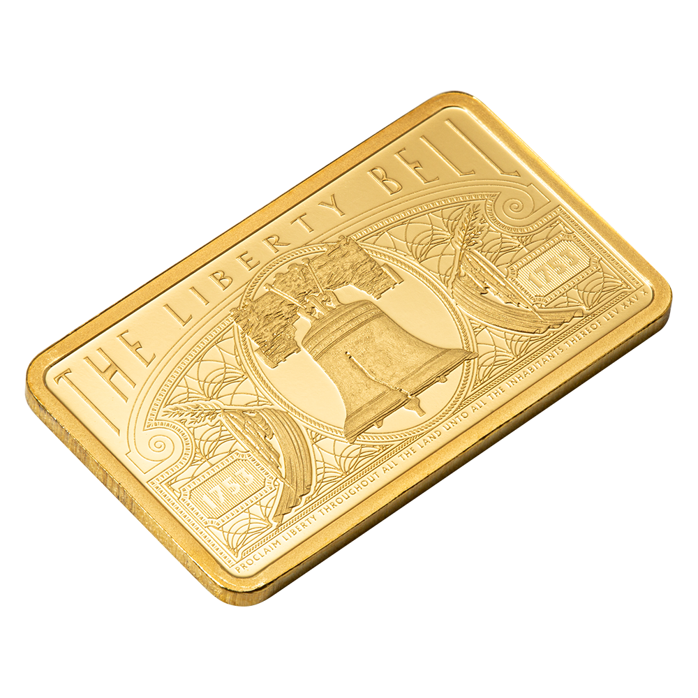 5g Pure Gold Bar - America the Free; Liberty Bell