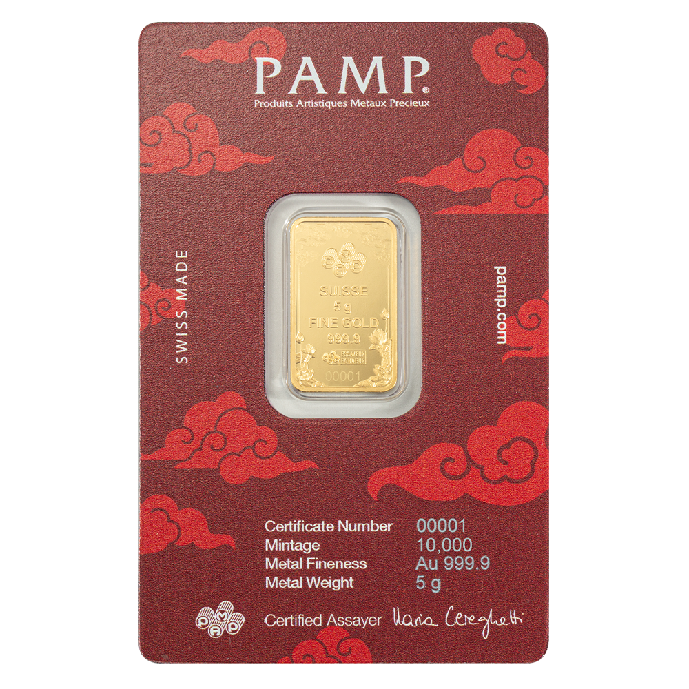 PAMP - 5 gram Gold Bar - Good Luck Yellow Dragon