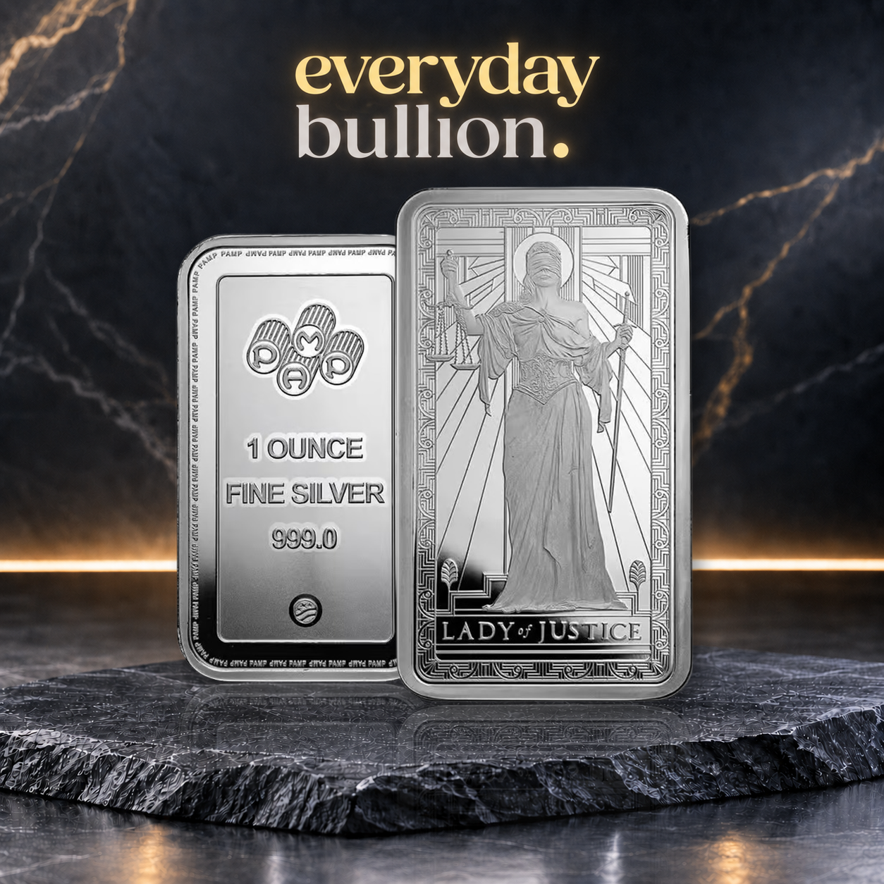 PAMP Lady of Justice 1oz .999 Fine Silver Semi-Proof Bar – PAMP USA