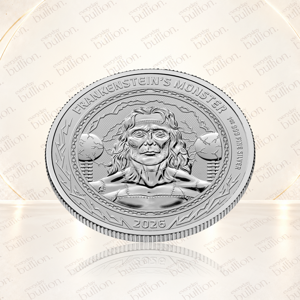 2026 Gothic Horror Frankenstein's Monster 1oz .999 Fine Silver Bullion Coin – United Kingdom – The Royal Mint