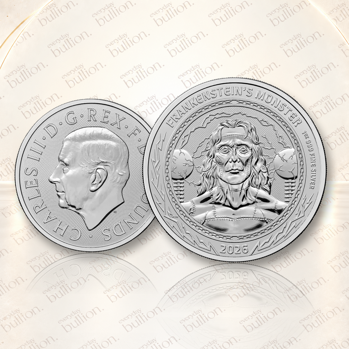 2026 Gothic Horror Frankenstein's Monster 1oz .999 Fine Silver Bullion Coin – United Kingdom – The Royal Mint