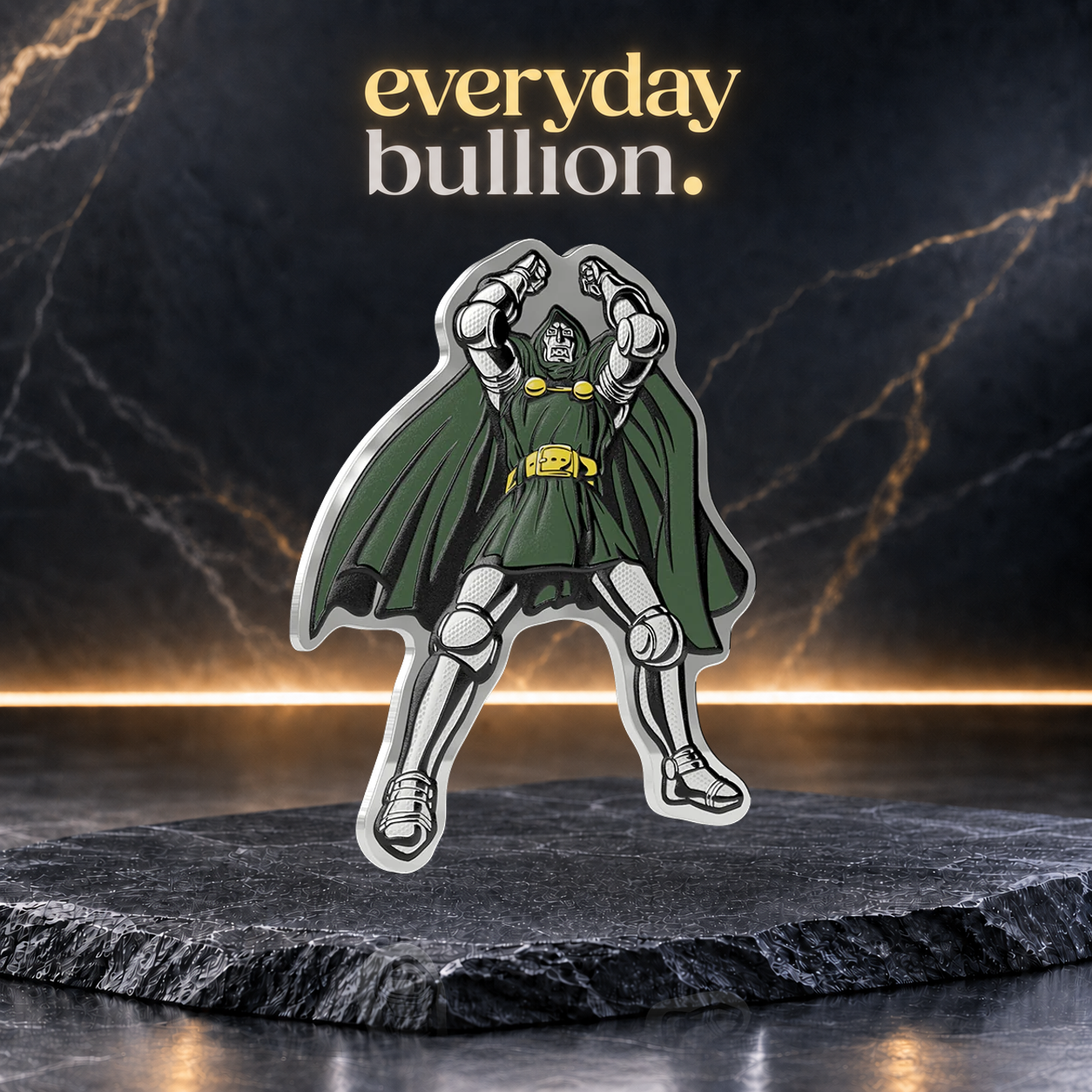 Marvel Doctor Doom Master of Menace 2026 $1 1/2oz .999 Silver Shaped Proof Blind Box – SDCC Exclusive – Niue – Agoro