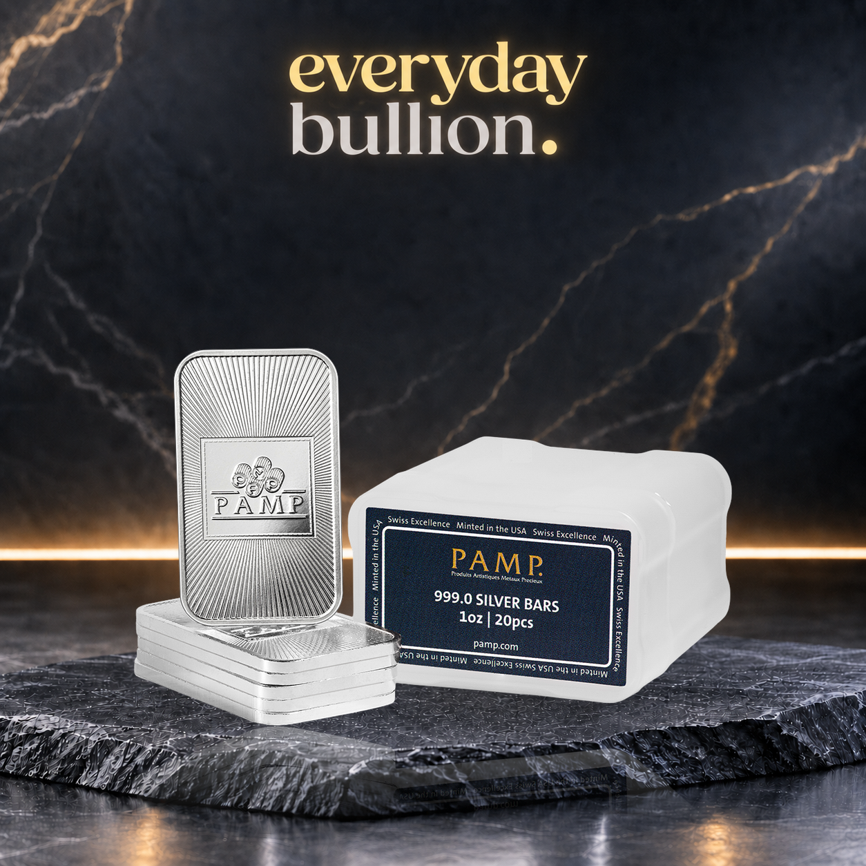 USA Starburst 1oz .999 Fine Silver Minted Bar – PAMP