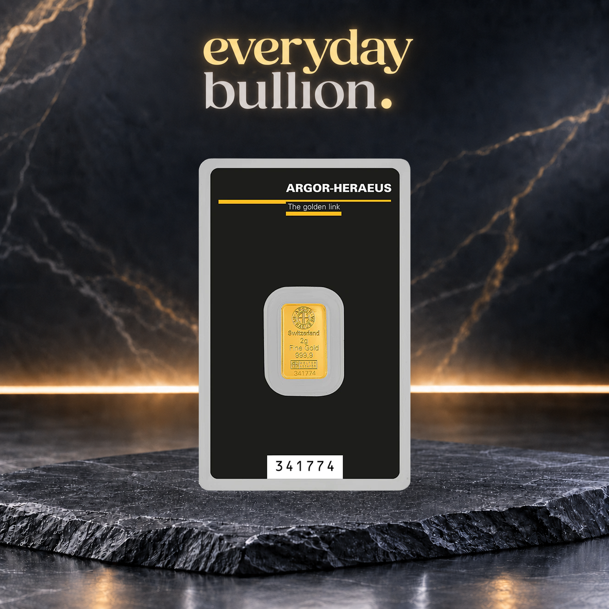 2g .9999 Fine Gold Bullion Bar in Assay – Argor-Heraeus
