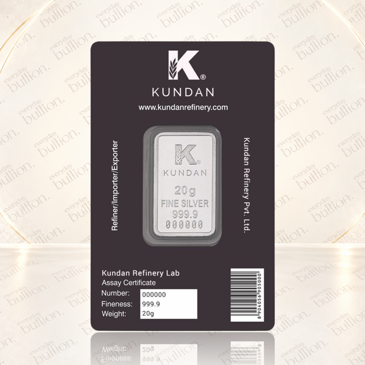 20g Golden Temple .9999 Fine Silver Colourised Bar in Assay Card – India – Kundan Refinery