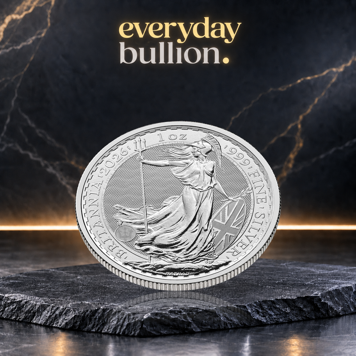 2026 Britannia £2 1oz .999 Fine Silver Bullion Coin in Coin Flip – United Kingdom – The Royal Mint