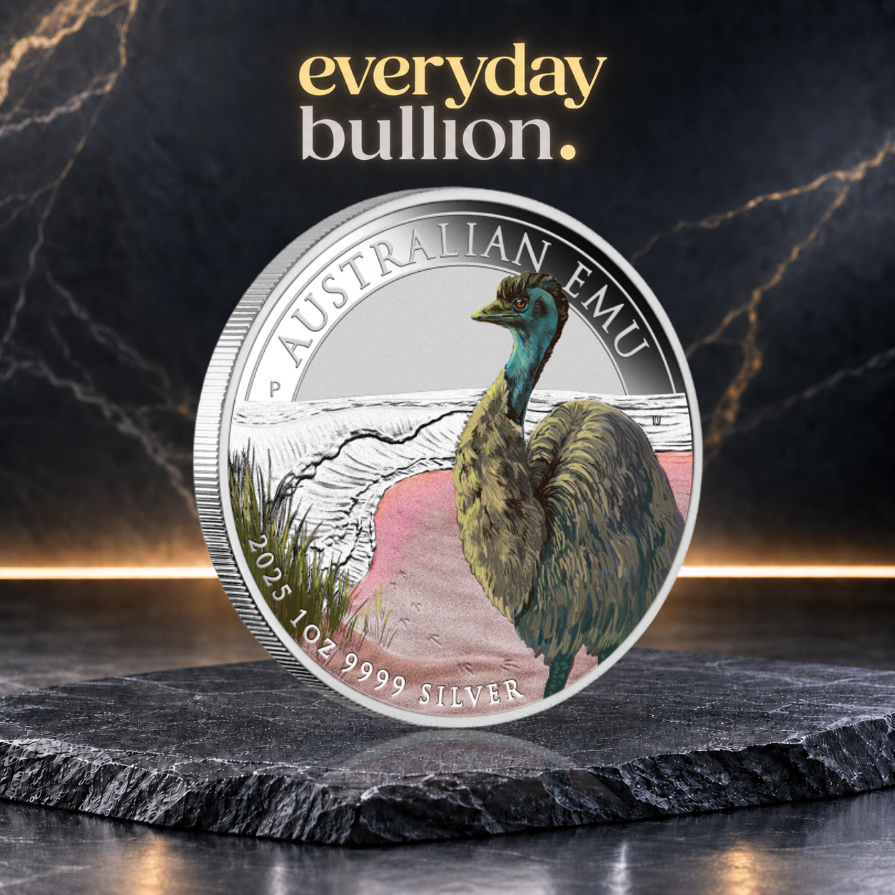 Australian Emu 2025 $1 1oz .9999 Fine Silver Coloured Coin – Perth Mint