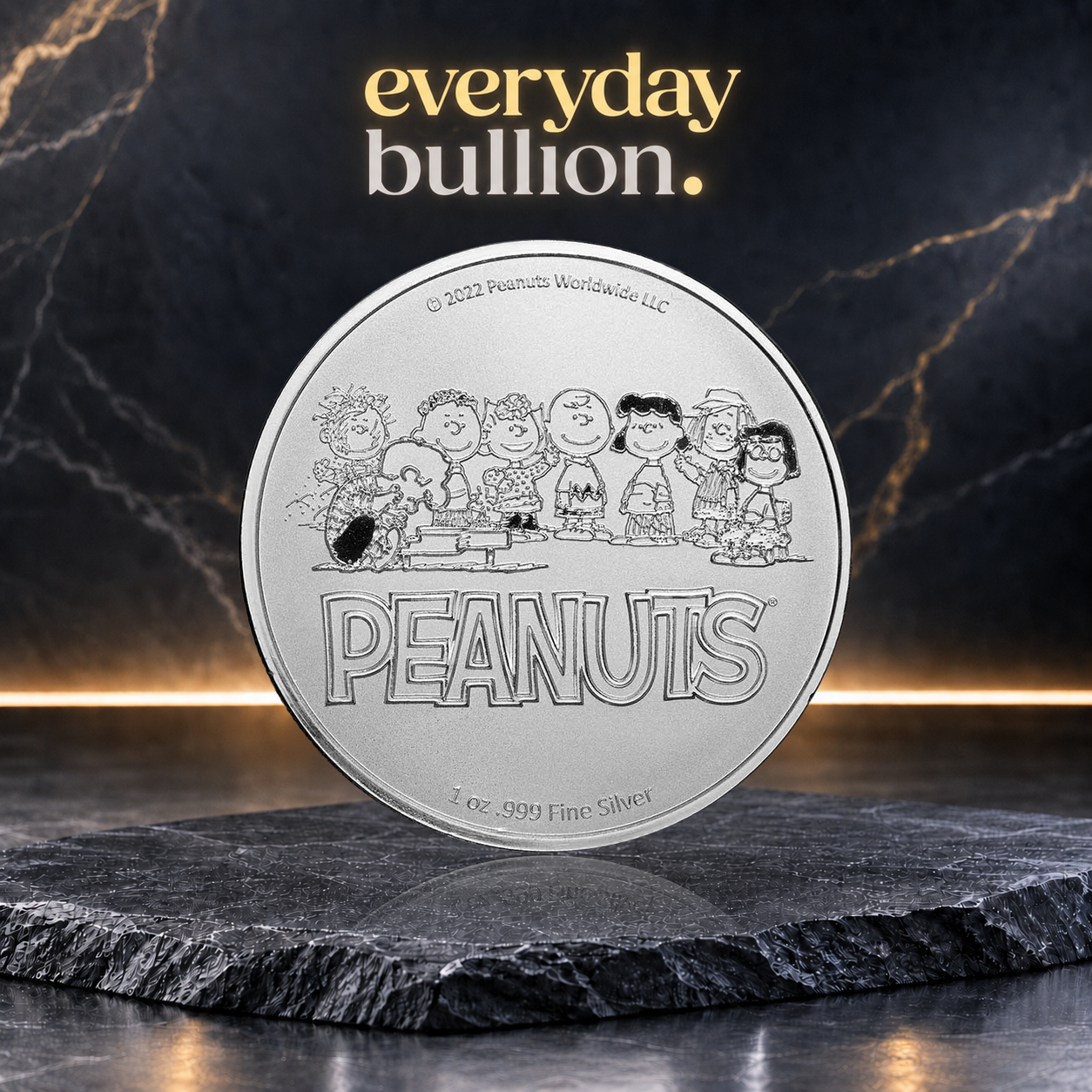 Peanuts® Baseball – Woodstock at Bat 1oz .999 Fine Silver Round in TEP