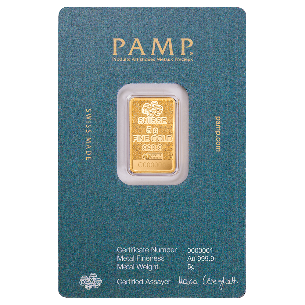 PAMP - Arabian Falcon 5g Pure Gold Bar with Pendant Frame