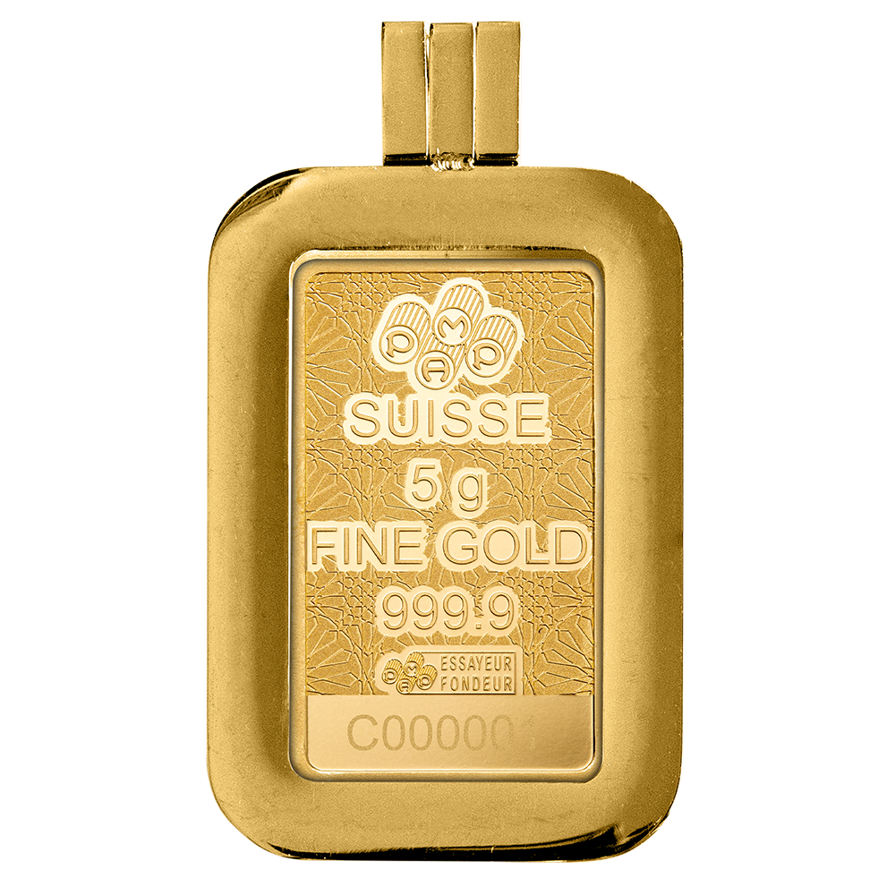 PAMP - Arabian Falcon 5g Pure Gold Bar with Pendant Frame
