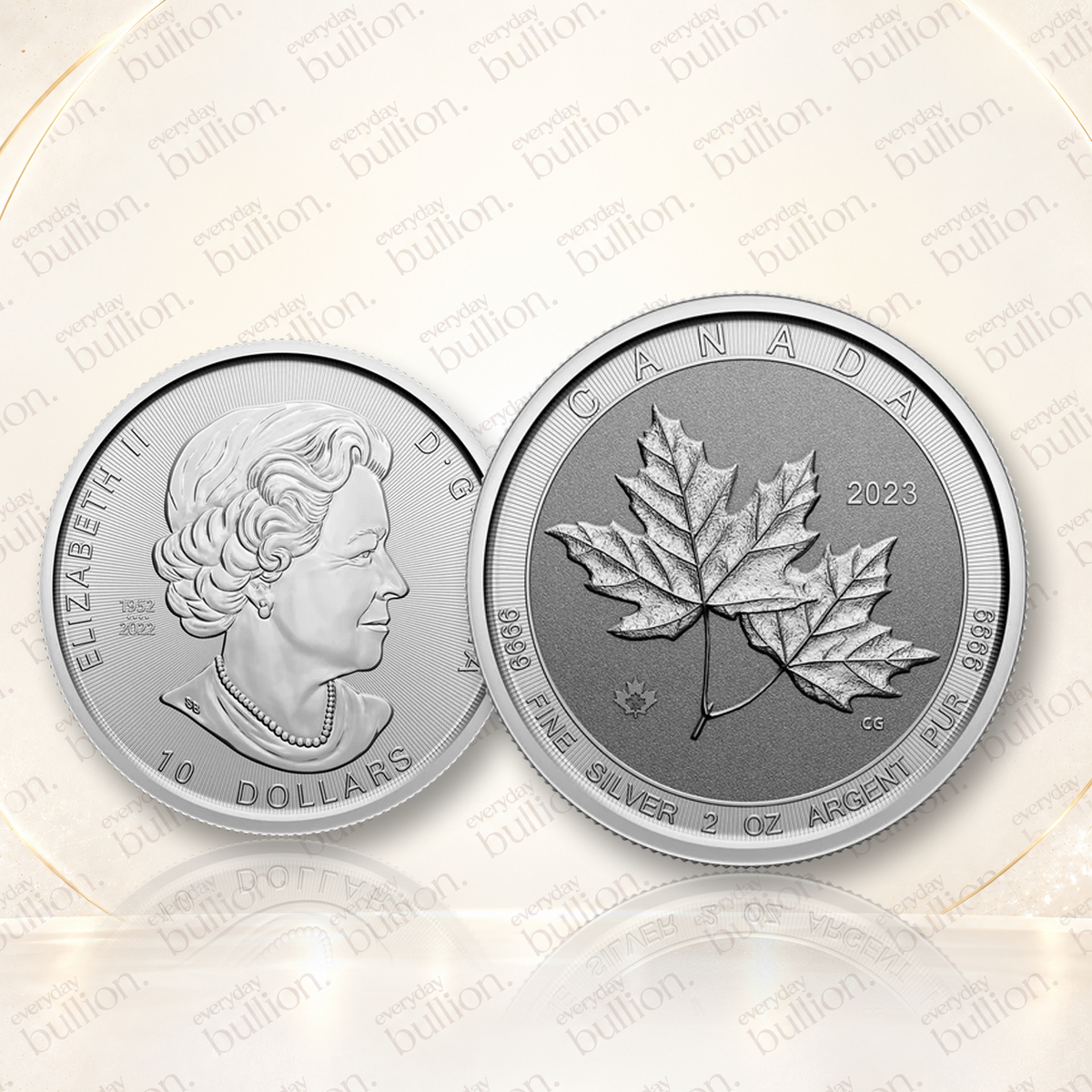Canadian Twin Maples 2023 $10 2oz .9999 Silver Bullion Coin – Royal Canadian Mint