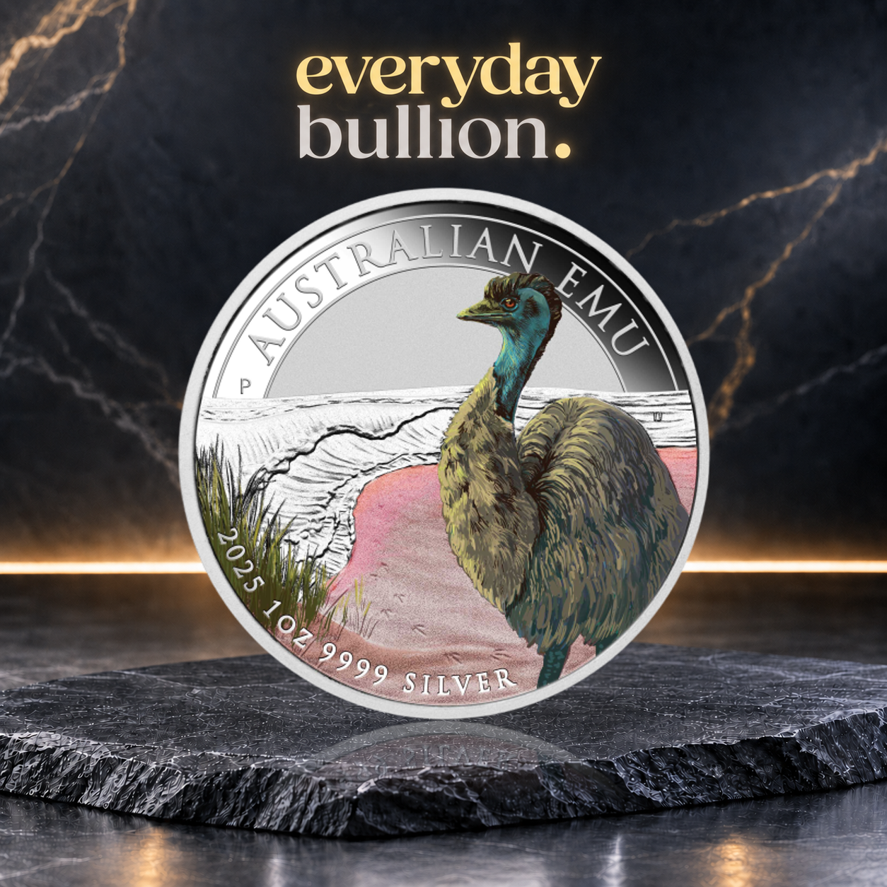 Australian Emu 2025 $1 1oz .9999 Fine Silver Coloured Coin – Perth Mint