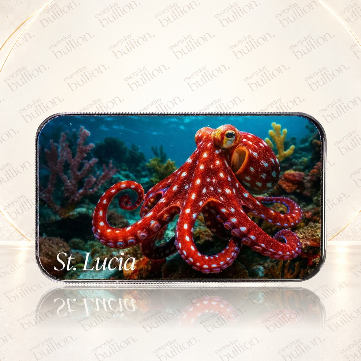 2025 St. Lucia EC8 Caribbean Reef Octopus 1oz Silver Colourised Coin Bar – Scottsdale Mint