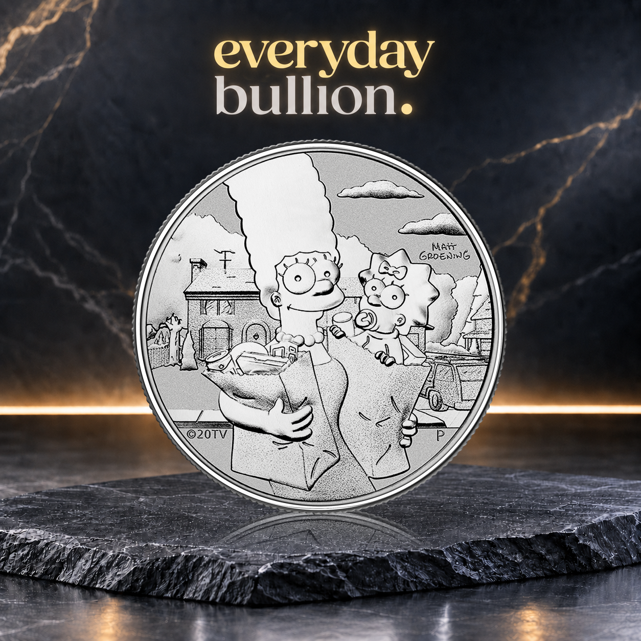 The Simpsons™ Marge & Maggie 2021 1oz .9999 Fine Silver BU Coin in Capsule – Perth Mint