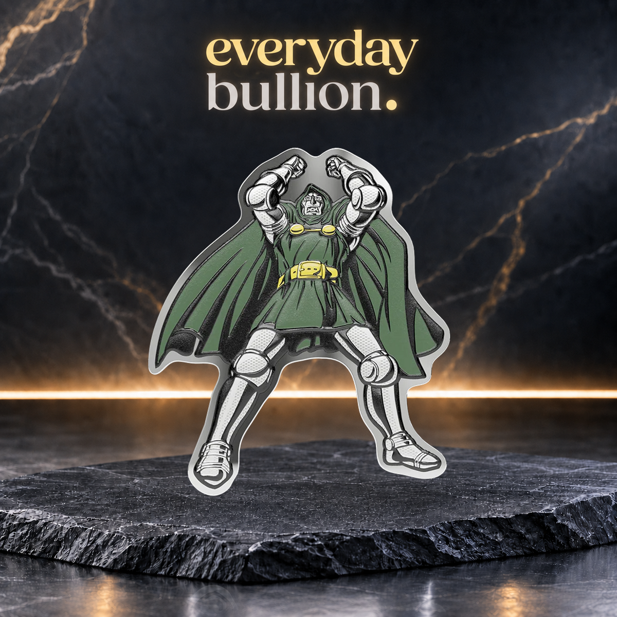 Marvel Doctor Doom Master of Menace 2026 $1 1/2oz .999 Silver Shaped Proof Blind Box – SDCC Exclusive – Niue – Agoro
