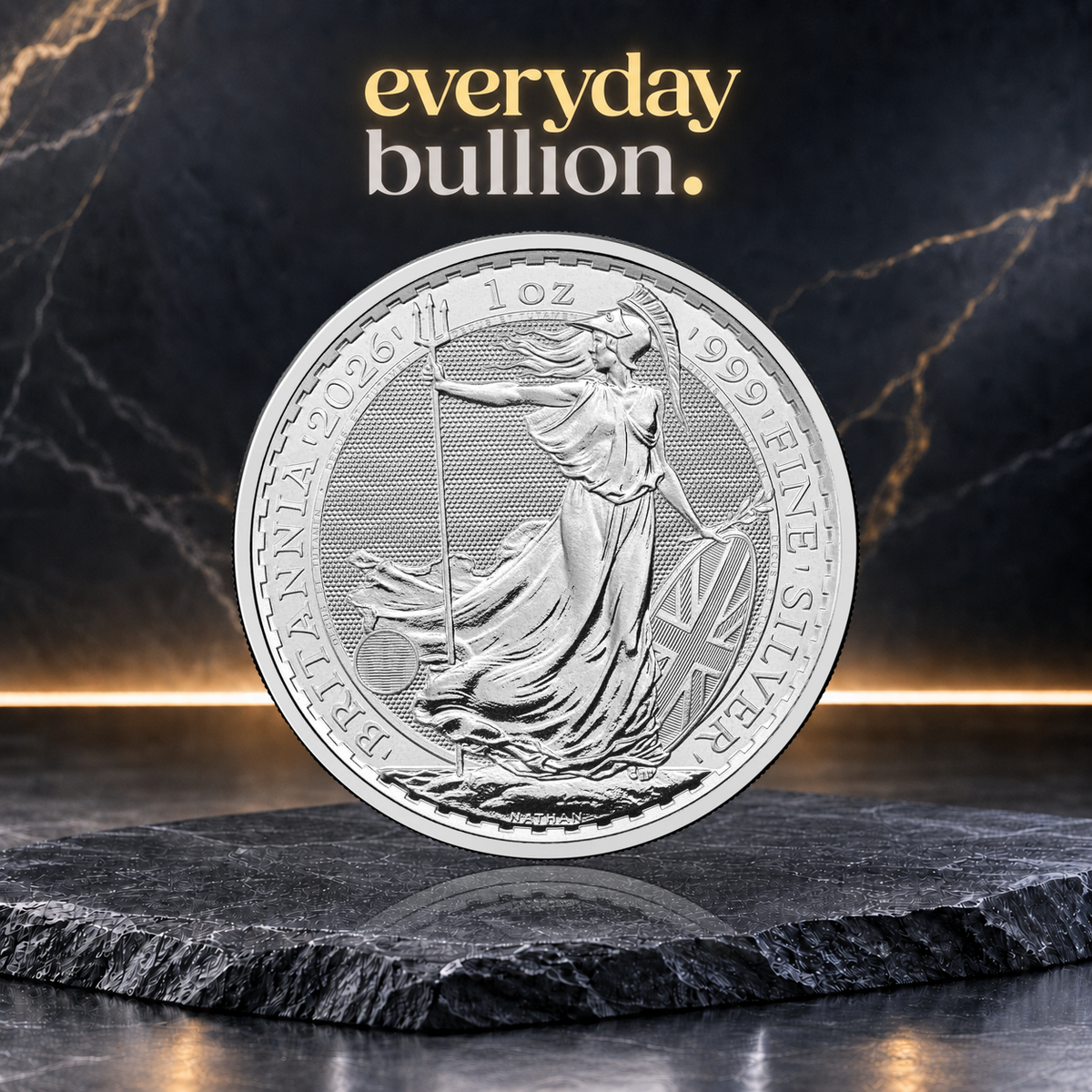 2026 Britannia £2 1oz .999 Fine Silver Bullion Coin in Coin Flip – United Kingdom – The Royal Mint