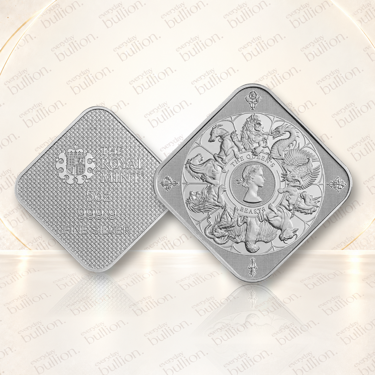 The Queen's Beasts Completer 5oz .9999 Fine Silver Minted Bar in Assay – United Kingdom – The Royal Mint