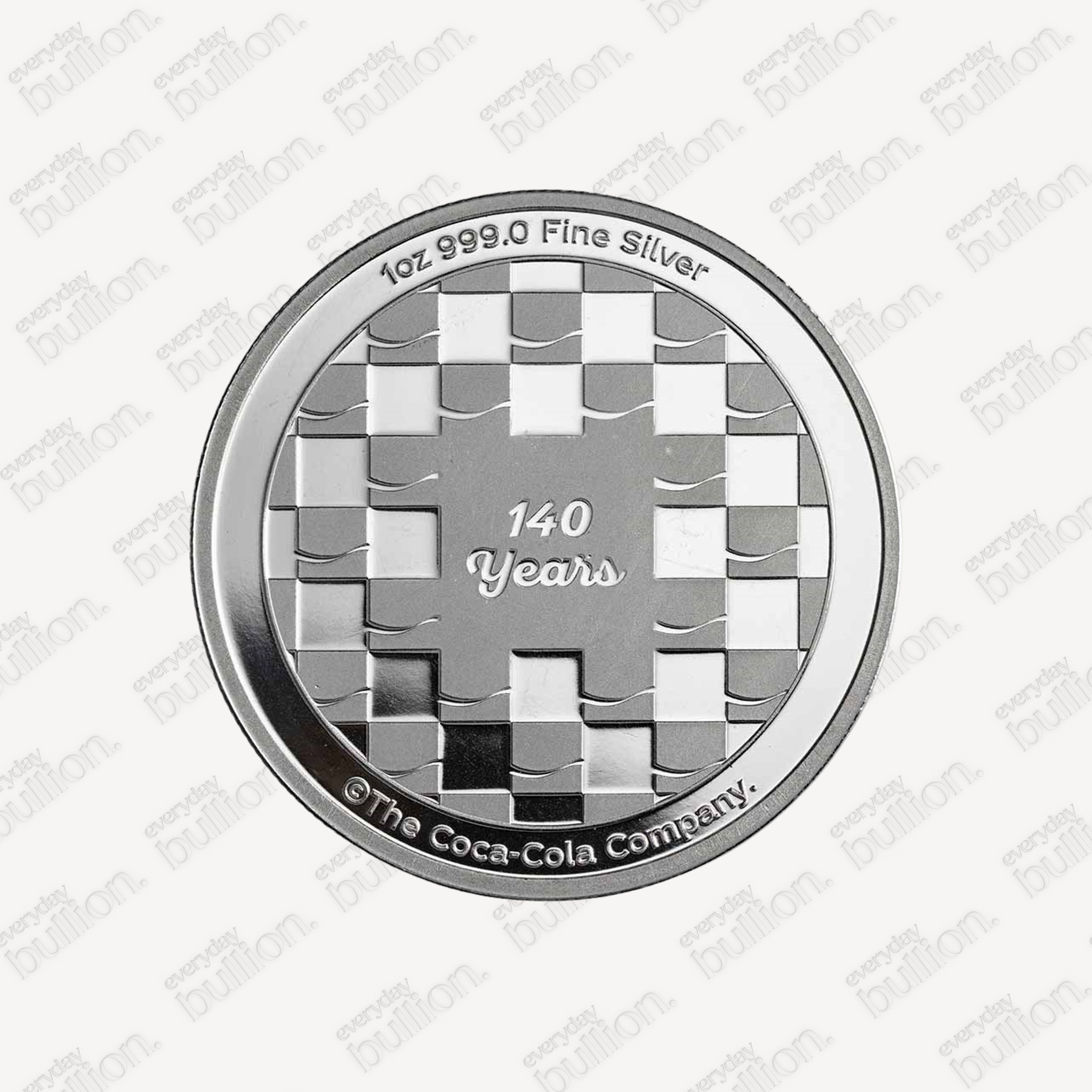Coca-Cola® 140 Years Anniversary 1oz .999 Fine Silver Colourised Round in TEP