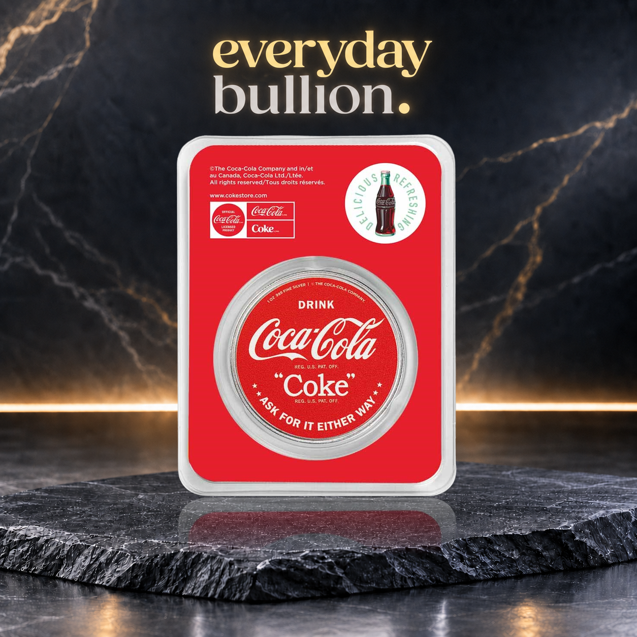 Coca-Cola® Bathing Beauties: Red Head 1oz .999 Fine Silver Colourised Round in TEP