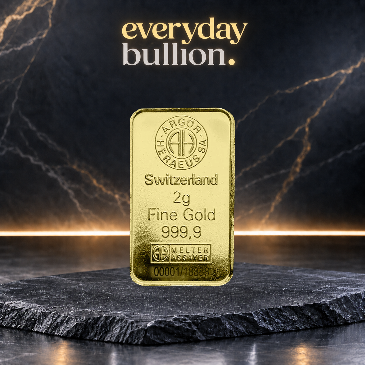 2g .9999 Fine Gold Bullion Bar in Assay – Argor-Heraeus