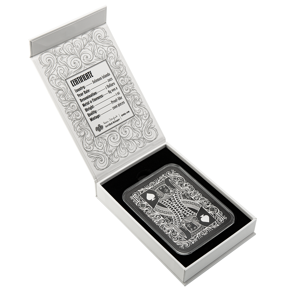 PAMP - 1oz Pure Silver Shaped Coin - Royal Flush King of Spades