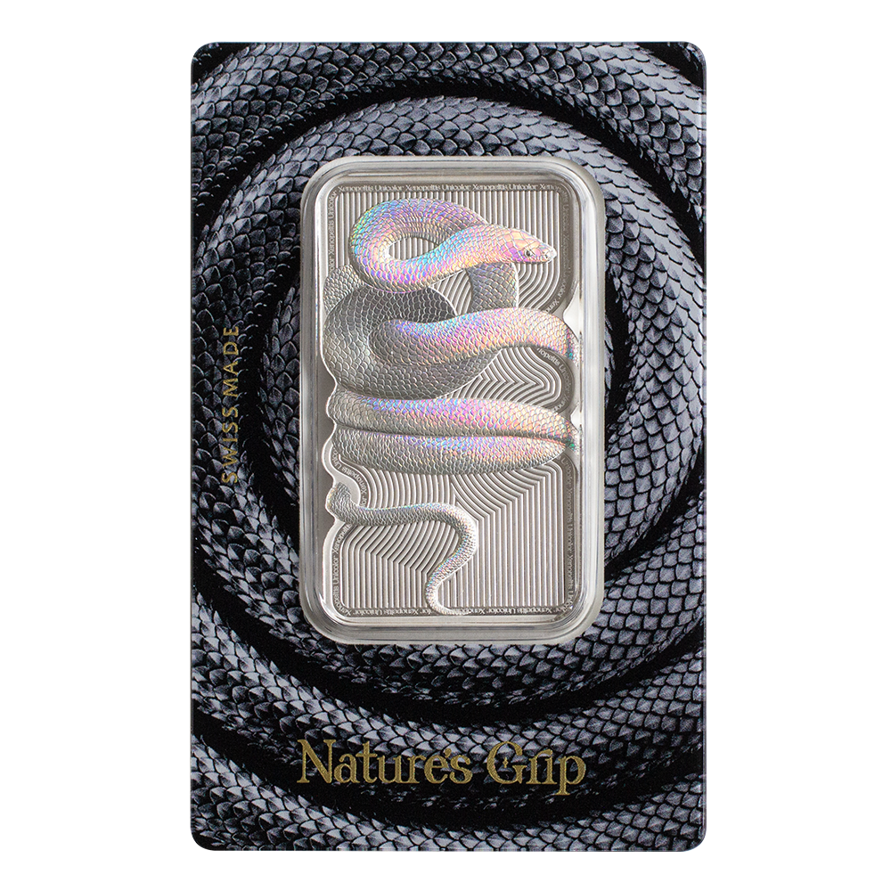 PAMP - Nature’s Grip - Sunbeam Snake 1oz Silver Legal Tender Bar