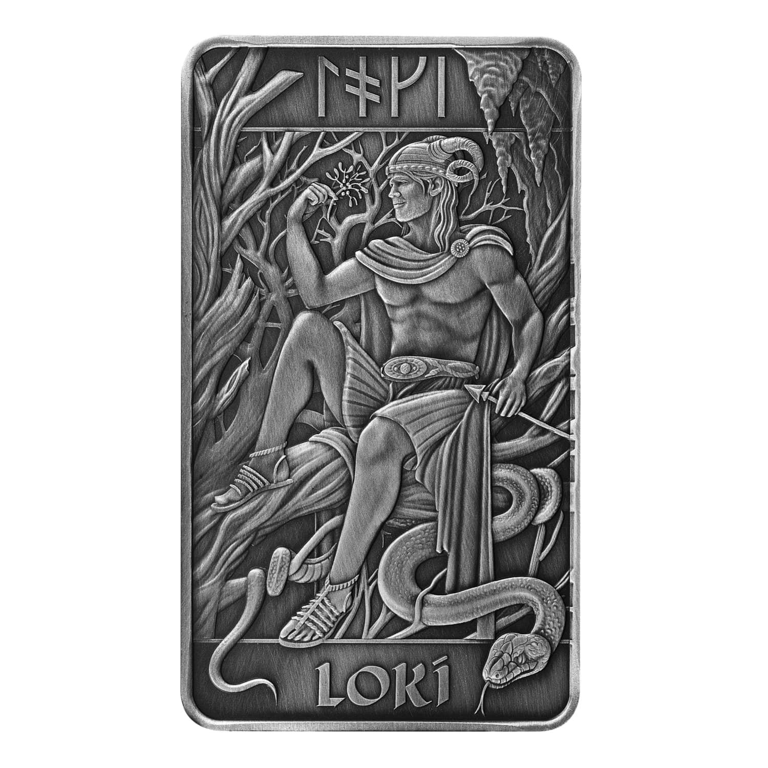Loki 10oz Antiqued Silver Minted Bullion Bar