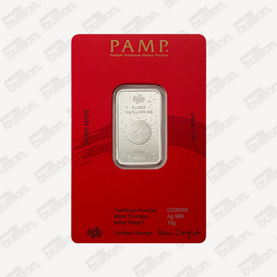 Silver 10g Pamp Year of the Horse Bar in Assay w/ Sleeve