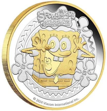 2024 $2 SpongeBob 2oz Silver Proof Gilded Pineapple Home Coin