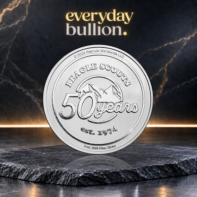 Peanuts® Beagle Scouts 50th Anniversary 1oz .999 Fine Silver Round in TEP – APMEX