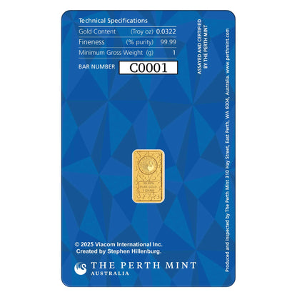 SpongeBob SquarePants 1g Gold Coloured Minted Bar (PRE ORDER SHIPPING LATE NOVEMBER)